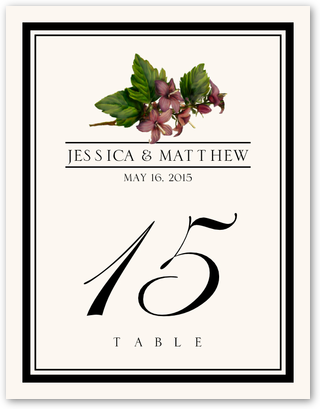 Freesia Flower Assortment Wedding Table Number